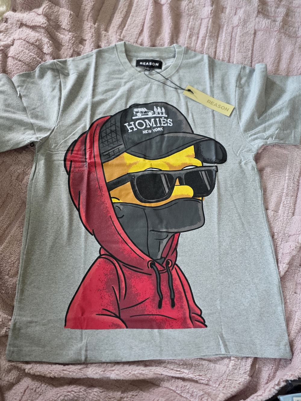 Reason Men’s Gray Tee with Red Hoodie Graphic